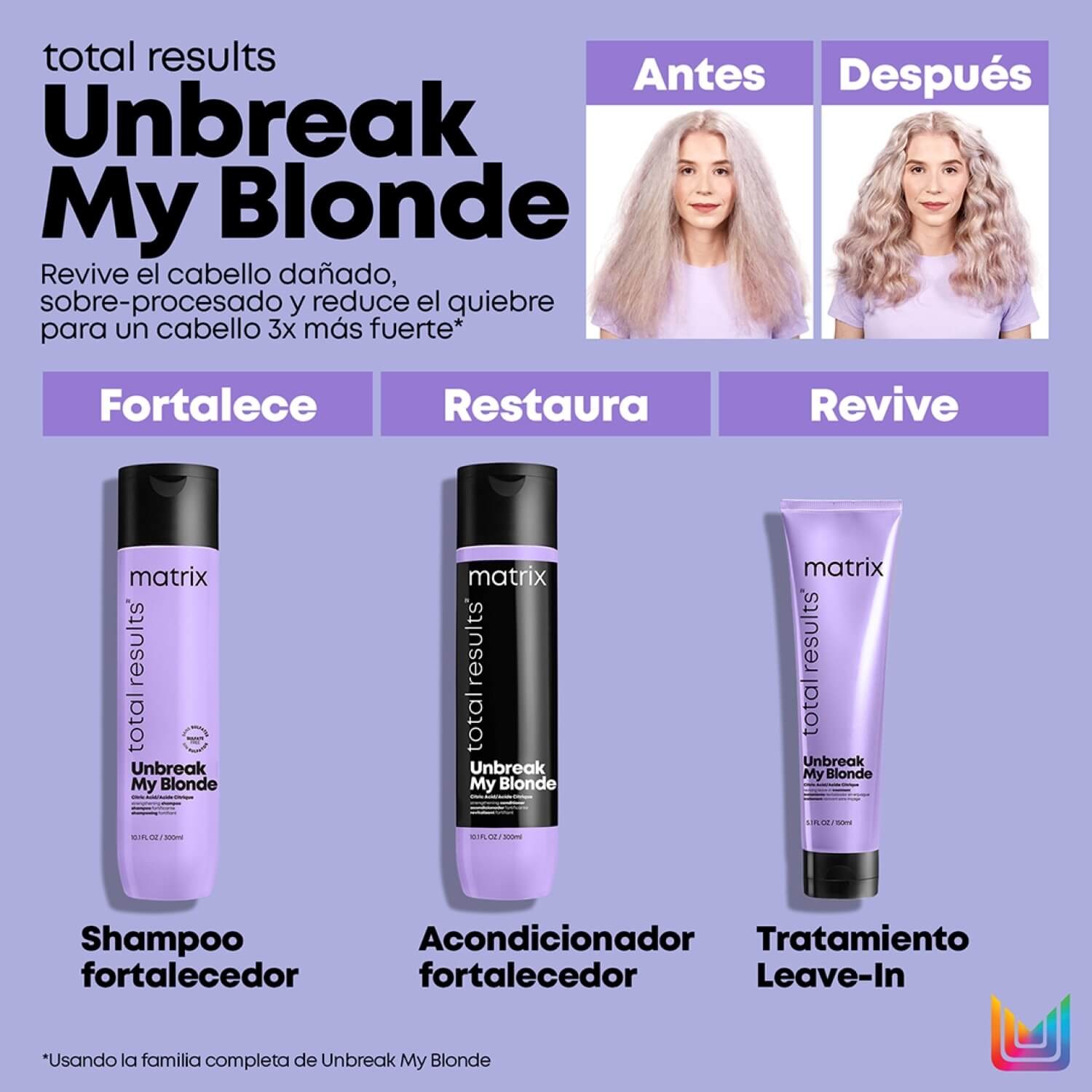 TRATAMIENTO UNBREAK MY BLONDE (TRATAMIENTO PARA CABELLO DECOLORADO Y SOBRE-PROCESADO)